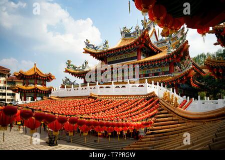 , Selangor, Malaysia, Kuala Lumpur, Thean Hou Tempel, einer der größten chinesischen Tempel in Südostasien, mit Laternen während des chinesischen neuen Jahres eingerichtet Stockfoto