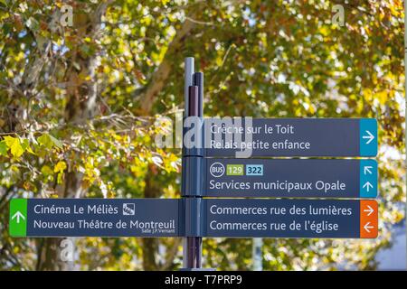 Frankreich, Seine Saint Denis, Montreuil, Schild Stockfoto