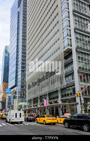 NEW YORK CITY, USA - ca. August 2015: Die New York Times auf die Eighth Avenue ist die New York Times Headquarters. Stockfoto