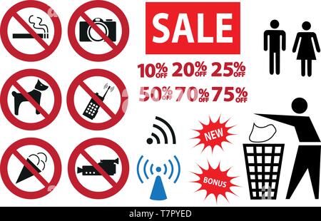 Vektor unerschwinglich, Verkauf, Bonus, Ökologie und andere Zeichen Stock Vektor