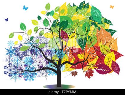 Jahr Jahreszeit Baum Vektor illustration Stock Vektor