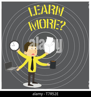 Schreiben Hinweis anzeigen Erfahren Sie mehr Frage. Business Konzept für Kenntnisse oder Fähigkeiten üben Studieren Stockfoto