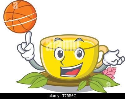 Mit basketball Kurkuma Tee im Charakter isoliert Stock Vektor