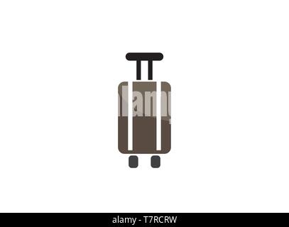 Koffer mit Hand und zwei Räder für Logo Design Illustration Stock Vektor