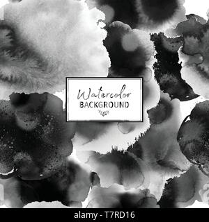 Satz von Dunkelgrau Schwarz aquarell Vektor Kreis Flecken auf weißem Hintergrund mit realistischen papier aquarell Textur isoliert. Stock Vektor