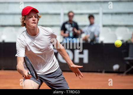 Jannik Sünder von Italien in Aktion während seiner Pre-qualification Match gegen Lorenzo Musetti von Italien während der Internazionali BNL D'Italia Italienische O Stockfoto
