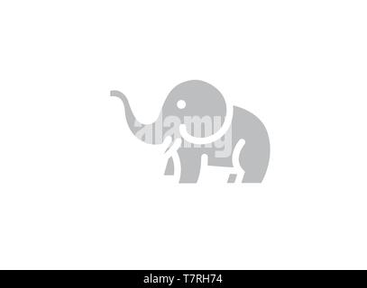 Süße Elefant mit Schlauch und Hörner logo Stock Vektor