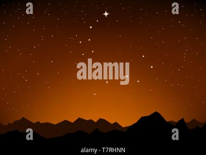 Sternbilder und Berg Sonnenuntergang Stock Vektor