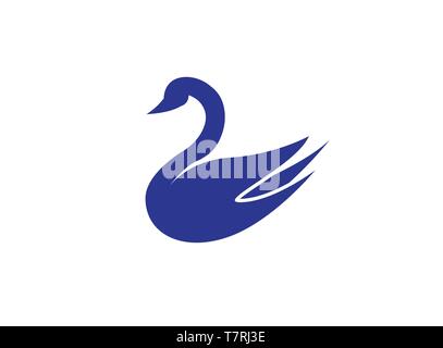 Gans oder Ente schwimmen Vektor Logo Design Illustration auf weißem Hintergrund Stock Vektor