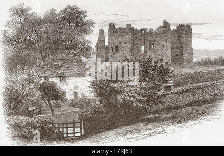 Die Barden Tower, in der Nähe von Bolton, Yorkshire, England, hier im 19. Jahrhundert. Im 15. Jahrhundert von Henry Clifford gebaut. Aus dem Englischen Bilder, veröffentlicht 1890. Stockfoto