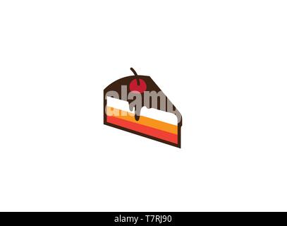 Bäckerei Kuchen Haus mit Schokolade und Erdbeeren und Sahne Logo Design Illustration auf weißem Hintergrund Stock Vektor