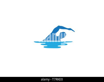 Im Pool schwimmen Triathlon für Logo Design Stock Vektor