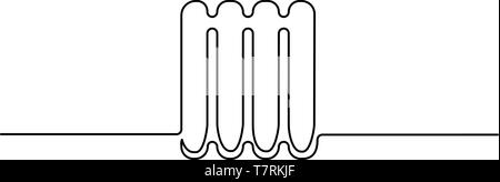 Kontinuierliche eine Linie zeichnen. Heizung Batterie Symbol, Kühler auf weißem Hintergrund. Vector Illustration für Banner, Web, Design, Template, Postkarte. Stock Vektor