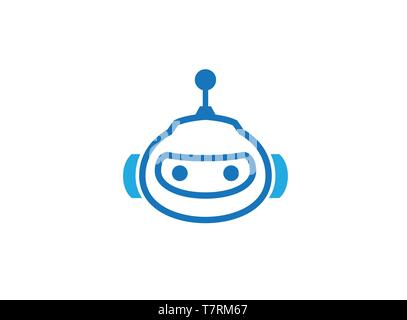 Blau Roboterkopf Symbol für Logo Stock Vektor