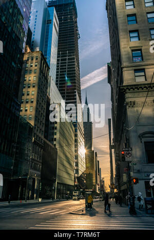 Downtown Manhattan in den frühen Morgenstunden Stockfoto