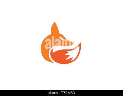 Fox Kopf und Schwanz Wolf für Logo Design Stock Vektor