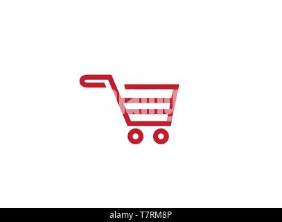 Rot Warenkorb für Logo Design Illustrator Stock Vektor