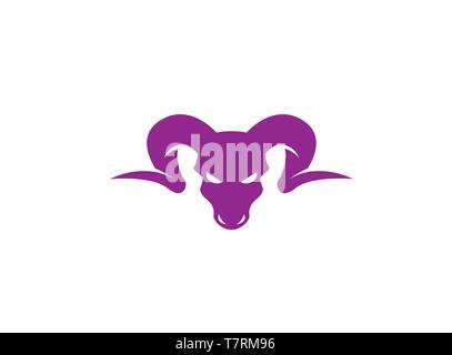 Dickhornschafe Kopf mit Verärgerten Gesicht Stock Vektor