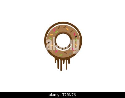 Donut mit Schokolade und Streuseln auf der Oberseite für Logo Stock Vektor