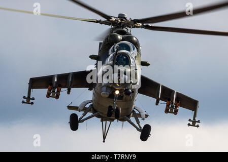 Eine Mil Mi-24 Gunship und Kampfhubschrauber der Tschechischen Luftwaffe. Stockfoto