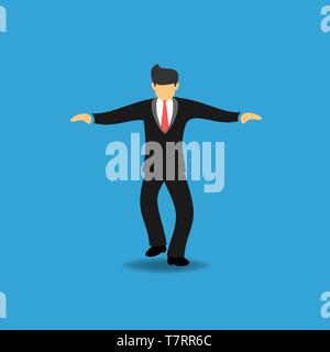 Konzept der Geschäftsmann Balancing Körper. Business Menschen sorgfältig zu Fuß. Flache Vector Illustration Stock Vektor