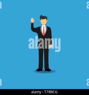 Konzept der Geschäftsmann sagt Hi. Geschäftsleute mit Hands Up. Flache Vector Illustration Stock Vektor