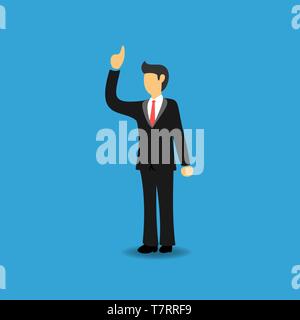 Konzept der Geschäftsmann Freiwilligenarbeit. Geschäftsleute mit erhobenen Hand. Flache Vector Illustration Stock Vektor
