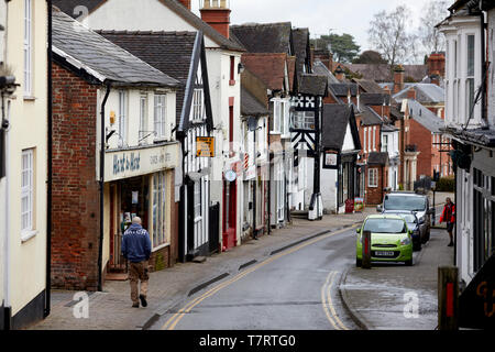 Market Drayton Stadt in North Shropshire, England. unabhängige Geschäfte auf Stafford Street Stockfoto