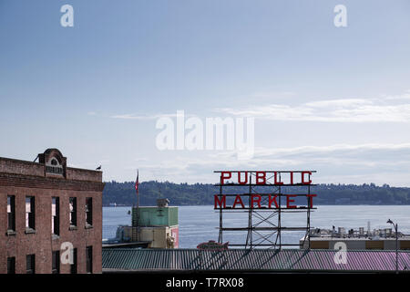 Berühmte Pike Place Market in Seattle, USA Stockfoto