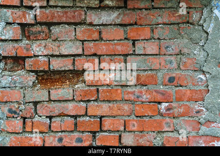 Die Textur der Mauerwerk Fragment der Wand aus rotem Backstein Stockfoto