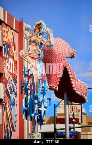 Las Vegas, Nevada, USA, Downtown Fremont Street Durchgangsstraße Zeichen Stockfoto