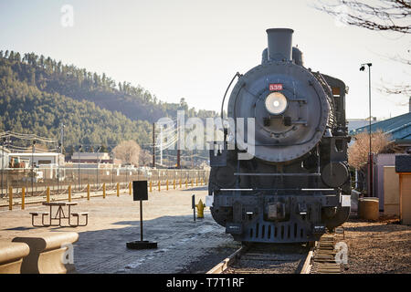 Historische Route 66 Stadt Williams, Dampflokomotive GCRY 539 bei Williams Depot Teil der Grand Canyon Railway Stockfoto