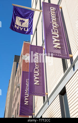 Gebäude Zeichen, NYU Meyers, NYU Zahnheilkunde, NYU, New York University, New York City, New York, USA Stockfoto