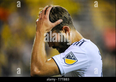 Ohio, USA. 08 Mai, 2019. Los Angeles Galaxy Defender Jorgen Skjelvik (16) Nach dem Match zwischen Los Angeles Galaxy und Columbus Crew SC an MAPFRE Stadium, in Columbus, OH. Pflichtfeld Foto: Dorn Byg/Cal Sport Media. Los Angeles Galaxy 1 - Columbus Crew SC 3 Credit: Cal Sport Media/Alamy leben Nachrichten Stockfoto