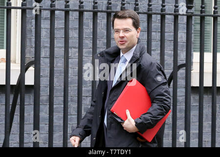 März 19, 2019 - London, Vereinigtes Königreich - Gemeinschaften Staatssekretär James Brokenshire in Downing Street gesehen.. Am 14. Juni 2017, brach ein Feuer in dem 24-stöckigen Turm Grenfell Mehrfamilienhaus in Kensington, West London, bei denen 72 Menschen starben, mehr als 70 weitere wurden verletzt und 223 Menschen geflohen.. Die Regierung des Vereinigten Königreichs ist schätzungsweise 200 Mio. £, um Austausch von unsicheren Grenfell stil Verkleidung rund 170 hoch zu finanzieren - privaten Wohngebäuden steigen nach private Bauherren nicht, Maßnahmen zu ergreifen. Gemeinschaften Staatssekretär James Brokenshire sagte Untätigkeit von Bauherren hatten Zwingen Stockfoto