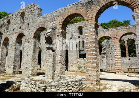 Die Basilika Butrint eine der wichtigsten archäologischen Stätten in der Balkan Unesco Weltkulturerbe Albanien Stockfoto