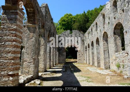 Die Basilika Butrint eine der wichtigsten archäologischen Stätten in der Balkan Unesco Weltkulturerbe Albanien Stockfoto