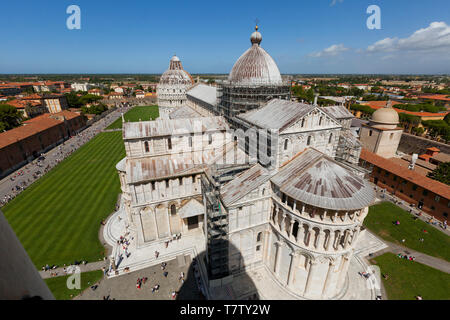 Pisa Kathedrale, gesehen vom Schiefen Turm von Pisa Stockfoto