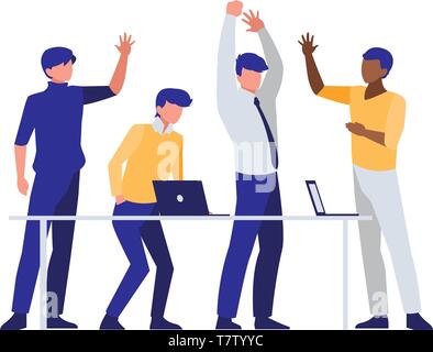 Gruppe von interracial Geschäftsleute im Büro Szene Vector Illustration Design Stock Vektor