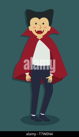 Mann mit Vampir Kostüm Halloween Vector Illustration Stock Vektor