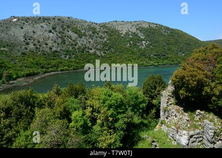 See Butrint und römischen Ruinen von Butrint archäologische Stätte des UNESCO-Weltkulturerbes Albanien Stockfoto