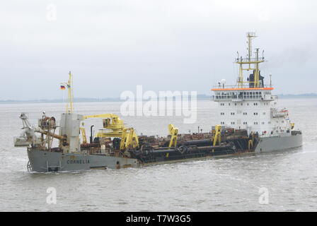 Carnelia schwimmbaggers an der Weser, Bremerhaven Port. Deutschland. Stockfoto