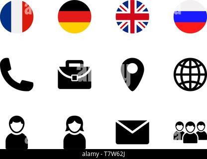 Schnittstelle für Web eingerichtet Website Icons, Symbole der Länder, team Symbol, Benutzer, usw. Stock Vektor