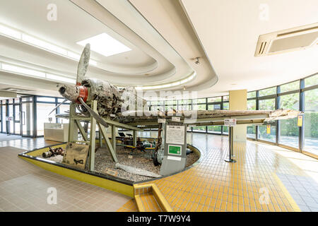 Marine Typ 0 carrier Fighter, chiran Museum für Frieden für Kamikaze Piloten, Minami Kyushu Stadt, Kagoshima Präfektur, Japan Stockfoto