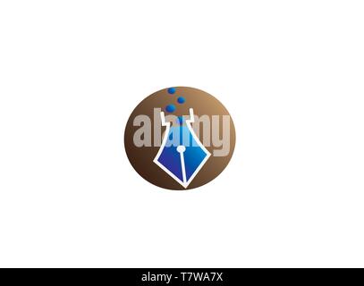 Pen Kopf mit tintenblasen Innen ist für Logo Design Stock Vektor
