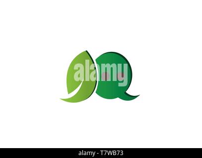Blatt- und Symbol Chat in ökologischer Dialog für Logo Design Stock Vektor