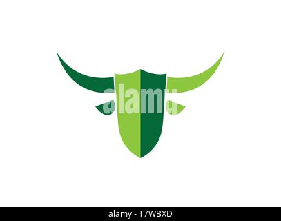 Schild mit großen Stier Hörner für Logo Design Illustration Stock Vektor