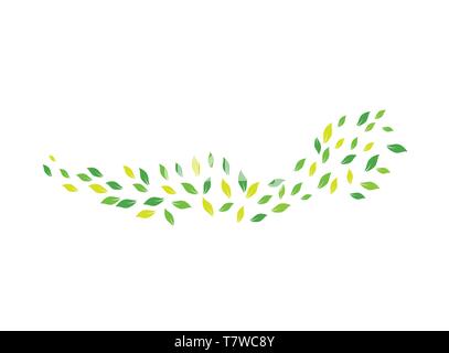 Schleudern Sie Blätter in einem windigen Tag für Logo Design Vector, Sturm Symbol, natur symbol Stock Vektor