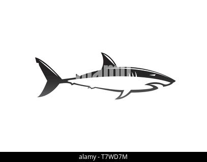 Schwarze und weiße Hai offenen Mund für Logo Design Stock Vektor