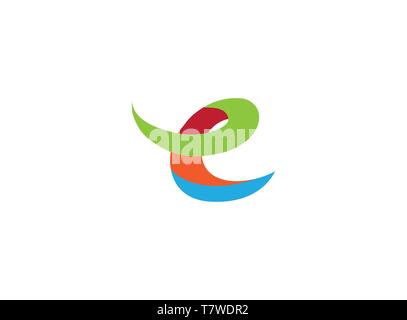 Alphabet E für elektronische und net in mehreren Farben für Logo Design Stock Vektor